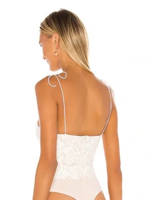 REVOLVE x Superdown Stasia Lace Bodysuit in White & Nude thumbnail 2