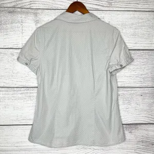 Ann Taylor Gray & White Cotton Seersucker Button-Up Career Blouse Top Size 14 thumbnail 6