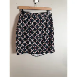 Molly Bracken Geometric Fan Print Wrap‎ Tulip Skirt Navy Blue Teal Coral NEW thumbnail 6