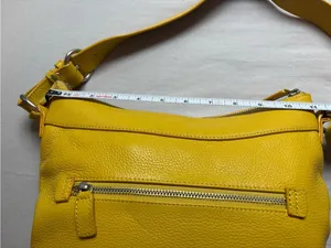 Danier Yellow Genuine Pebbled Leather Hobo Shoulder Bag Silver Hardware thumbnail 13