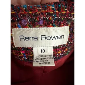 Rena‎ Rowan Textured Multicolor Tweed Zip Front Collarless Jacket Women 10 thumbnail 3