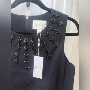 NWT Lilly Pulitzer Edita Embellished Stretch Shift Dress Black thumbnail 5