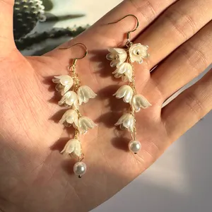 Flower Dangle Drop Earrings for Women Gold thumbnail 6