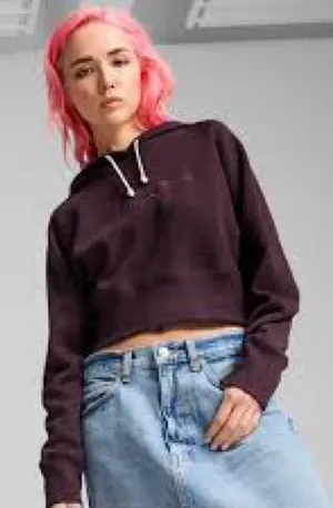 PUMA Classics+ Relaxed Cropped Hoodie collection XS Relaxed fit 100% cotton thumbnail 1