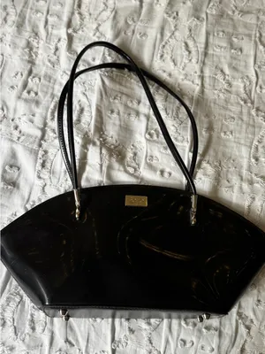 Beijo Black Patent Dome Shoulder Bag with Gold Plaque thumbnail 2