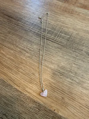Kendra Scott Poppy Heart Necklace Rose Quartz Pink Gold Retired thumbnail 6