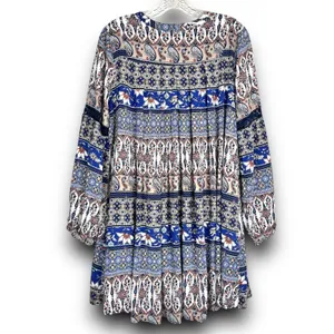 Altard State Boho Mini Dress Tunic Long Sleeve Paisley Print Lightweight Medium thumbnail 6