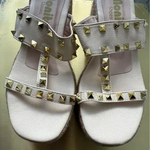 Studded Beige Platform Sandals Size 6 thumbnail 3