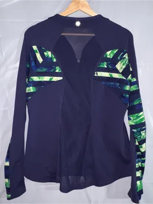 Athleta‎ Full Tilt Jacket Womens Lg Navy Blue Mesh Panels Yoga Workout Full Zip thumbnail 3