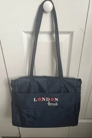 Harrod's London Navy Blue Nylon Purse thumbnail 1