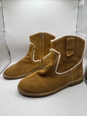 NWOT UGG Catica Chestnut Shearling Trim Suede Ankle Boots Size 8.5 EU 39.5 thumbnail 4