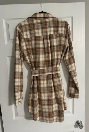 Lulus Plaid Behavior Ivory and Brown Plaid Long Sleeve Mini Dress thumbnail 6