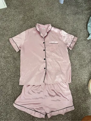 Amazon Women's Satin Short Pajama Set - Pink thumbnail 3