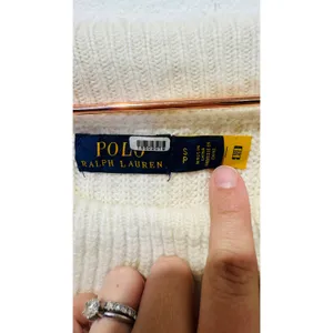 POLO RALPH LAUREN Off-White Wool Cashmere Blend Off Shoulder Sweater size Small thumbnail 6