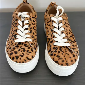 Jack Rogers Paige Platform Sneakers leopard print calf hair lace up Size 7‎ thumbnail 3