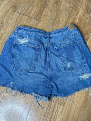 High-Rise Distressed Blue Denim Women’s Shorts thumbnail 2