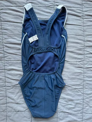 Speedo NWOT Piped Splice Wide Strap One Piece Swimsuit - Navy/White - 28 thumbnail 7