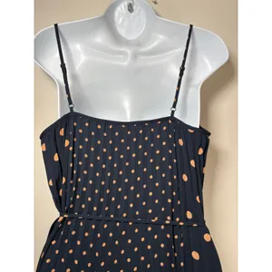Banana Republic Maxi Dress Navy Blue Polka Dot Pleated Sleeveless Fall Wedding 4 thumbnail 6