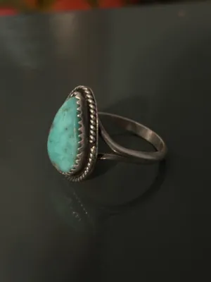 Turquoise Handmade Silver Ring size 8 Blue thumbnail 2