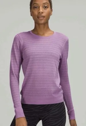 Lululemon Swiftly Breathe Top 6‎ Wisteria Purple Long Sleeve Perforated shirt thumbnail 1