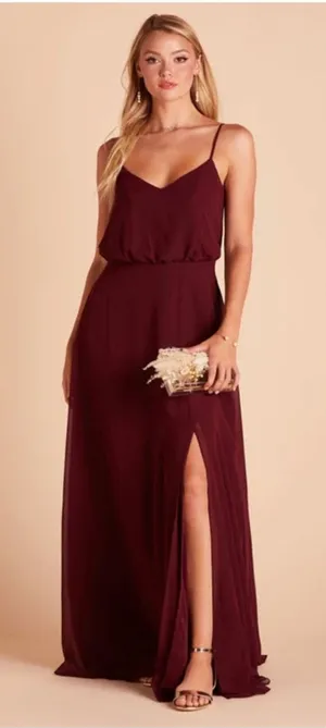 Birdy Grey Gwennie Chiffon Bridesmaid‎ Maxi Dress in Cabernet Red Sz M NEW thumbnail 1