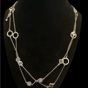 LIA SOPHIA Delicate Silver Station Necklace - 24”Long Layering Chain thumbnail 3