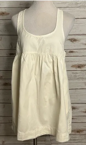 NWT Free People ivory 100% cotton racerback mini babydoll swing dress Med boho thumbnail 1