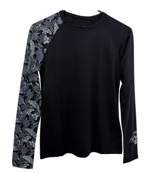 PXG Shirt Womens XS Black Floral Aloha Sleeve Raglan Crew Neck Golf Top Casual thumbnail 1