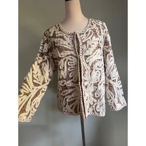 Nic zoe brown cream knit jacket cardigan nwt boho cottage dainty y2k bohemian xl thumbnail 3