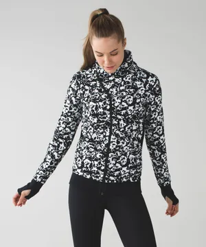 [Lululemon] Cozy Cuddle Up Fleur Sombre Floral Print Jacket Thumbholes Size 12 thumbnail 1