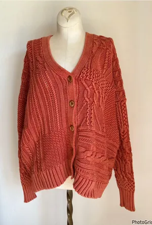 Sundance Orange Chunky Cardigan Medium thumbnail 1