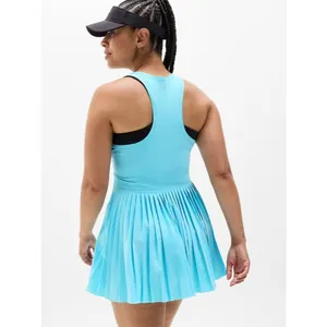 New Athleta XL Match Point Pleated Dress X-Large Aqua Blue Tennis thumbnail 4