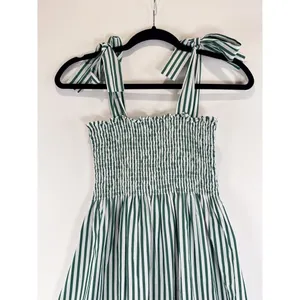 Maxwell And Gerladine Dress Green The Brooke Midi Stripe Smocked Tiered Flowy XS thumbnail 10