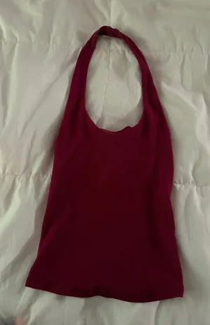 garage burgundy halter crop top tank thumbnail 1