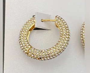 New Baublebar Carina Gold Pavé Crystal Encrusted Huggie Hoops earrings thumbnail 6