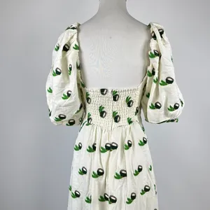 NWOT Farm Rio Linen Blend Cutout Tie Front Embroidered Tiered Midi Dress Size XS thumbnail 6