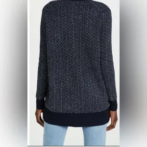 Madewell Bird’s Eye Maysfield Navy and White Women's Cardigan Sweater thumbnail 2