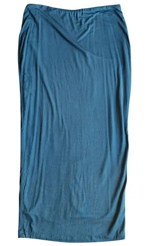 Diva Boutique Meek Maxi Skirt Women L Teal Solid Slim Fit Bodycon Jersey Stretch thumbnail 1