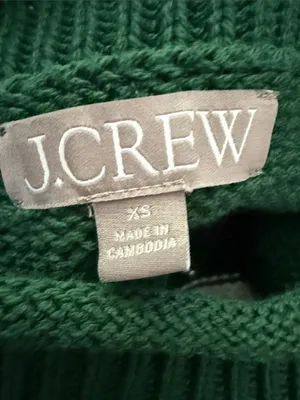 J. Crew Green & White Striped Cotton Roll Neck Sweater thumbnail 3