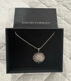 David Yurman Silver Sunburst Pavé Pendant Necklace - Silver thumbnail 1
