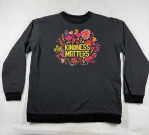 Natural Life Kindness Matters Floral Graphic Sweatshirt Charcoal Gray Medium thumbnail 1