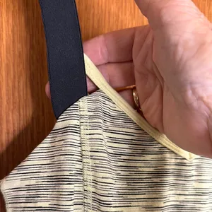 Lucy Black and Yellow Fitted Sleeveless Tank Top with Built in Shelf Bra thumbnail 6
