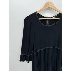 POL Babydoll Top Women Small Black Grunge Goth Boho Witch 1/2‎ Sleeve Stretch thumbnail 3