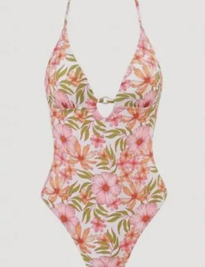 BERLOOK PINK FORAL Cutout One Piece 38 thumbnail 2