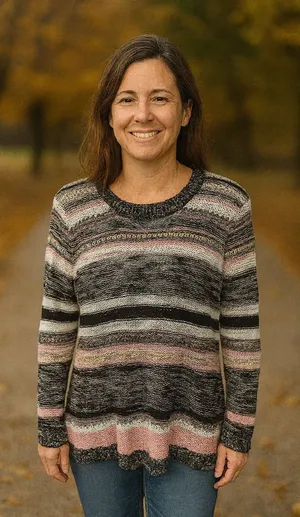 Bobbie Brooks‎ Women Medium Multi Color Striped Open Knit Crew Neck Sweater thumbnail 1