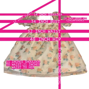 Altar'D State White W/Peach & Green Floral Print Organza Baby Doll Dress (M) thumbnail 12