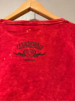 Harley Davidson Womens Red Acid Wash Graphic T Shirt XL thumbnail 6