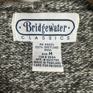 Bridgewater Classics 100% Shetland Wool Full Zip Hoodie Sweater Size Medium Gray thumbnail 5