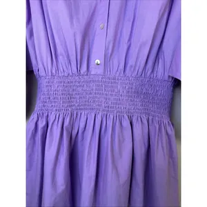 Pinch Mini Dress Womens Med Purple Pleated Puff Sleeve Boho Preppy smocked NWT thumbnail 5