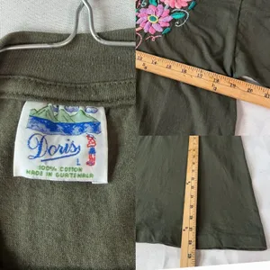 VTG Doris Guatemala T Shirt Sz L Floral Bird Embroidered Boho Folk‎ Art Festival thumbnail 3
